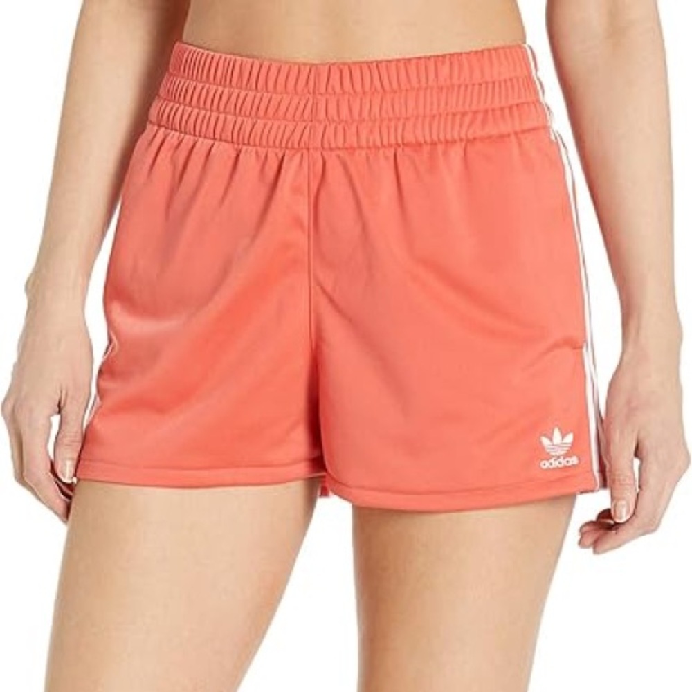 adidas Originals Women's 3 Stripe 12” Athletic Shorts in Coral Size: XS